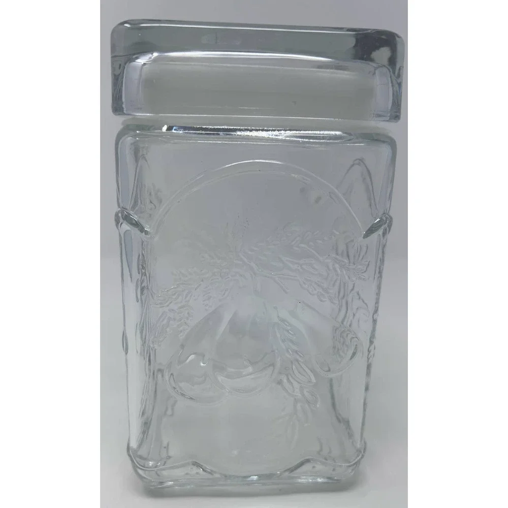 Canada 11 Clear Glass Pressed Fruit Grapes,‎ Pears, Cherries & Apples Canister